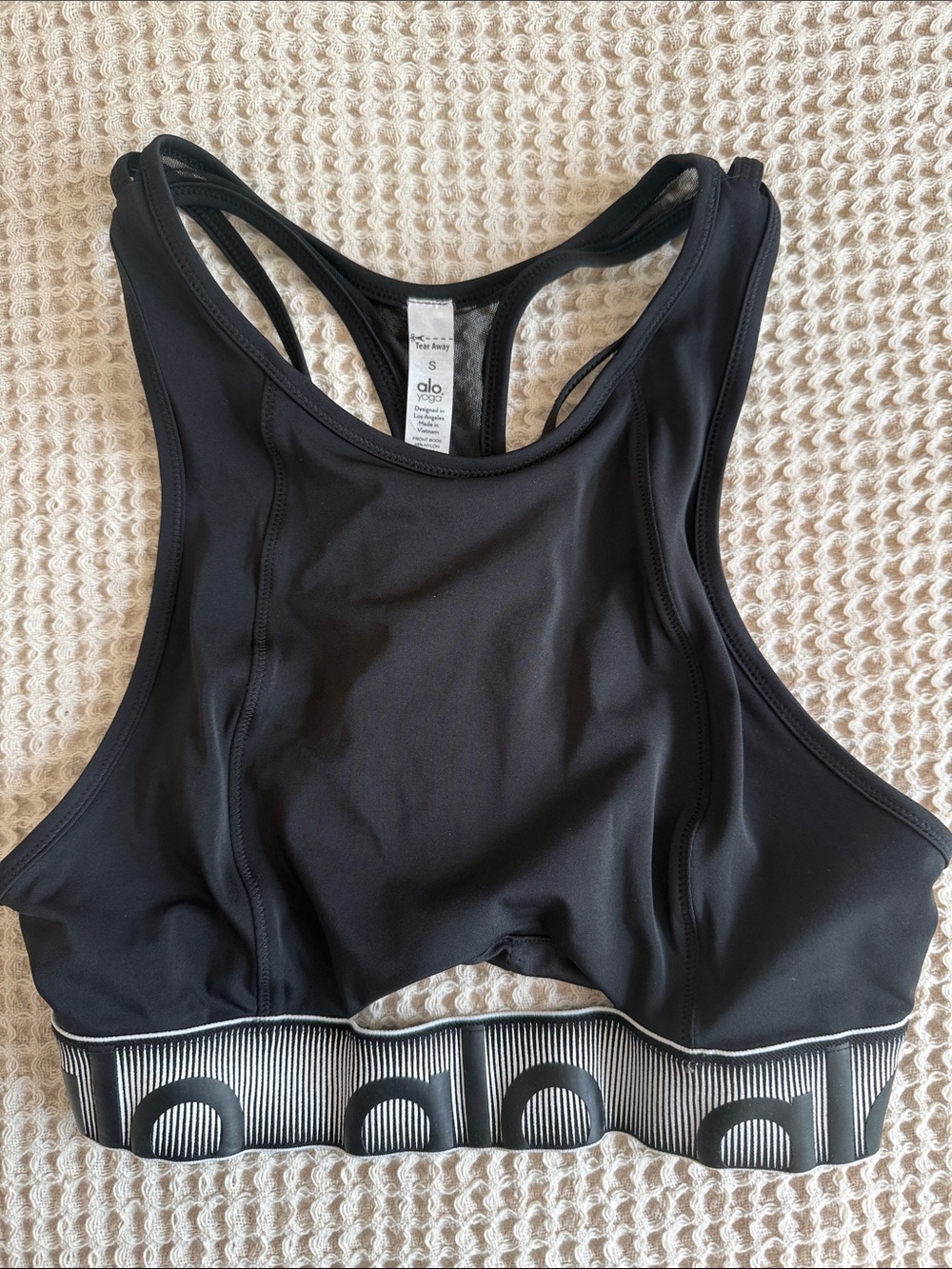 ALO Yoga Black High-Neck Logo Band Sports Bra